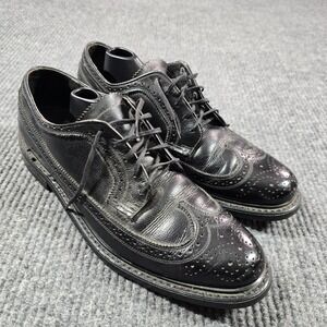 Stuart McGuire Shoes Mens Size 8 Black Leather Wingtip Brogue Dress Oxford 37439